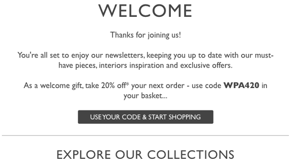 Cox & Cox Welcome Email