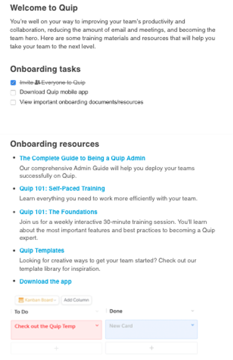 Quip Welcome Email