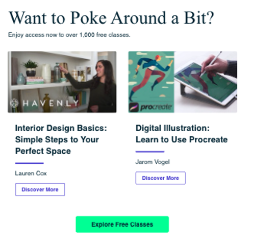 Skillshare Welcome Email