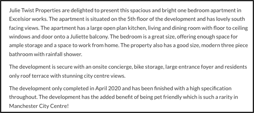 Example of Great Real Estate Listing